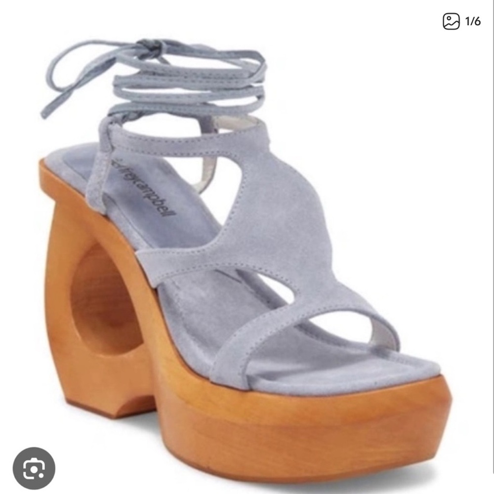 Jeffrey Campbell wooden idolized sandal with ankle tie size 10